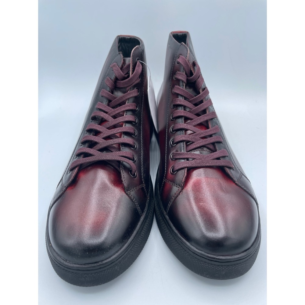 Belvedere David Mens Antique Burgundy Leather High Top Sneakers Shoes 8 D Brazil - Picture 2 of 7